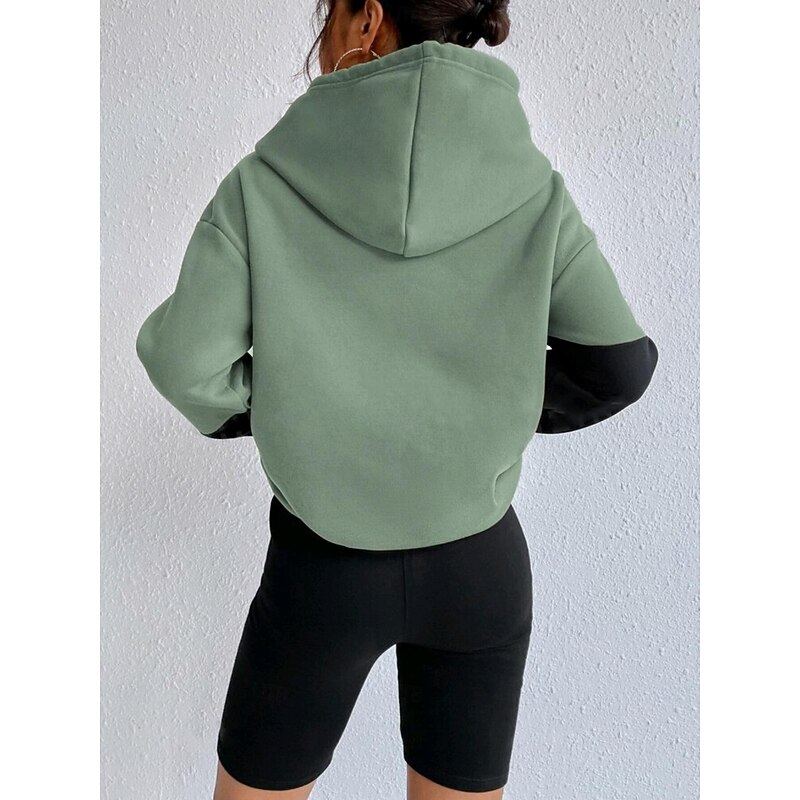 Women's Pullover Hoodie Sweatshirt Casual Long Sleeve Hooded Regular Tops Pink Green Fall2