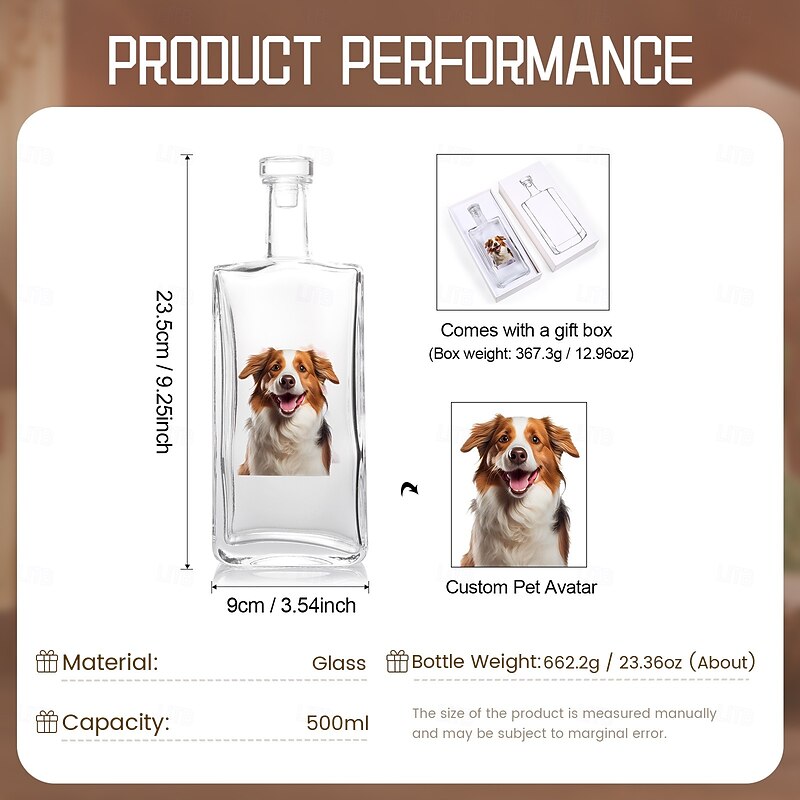 Personalized Glass Wine Bottle Custom Photo Christmas Gift Engraved Wine Gift for Pet Lovers Weddings Birthdays Baptisms Adult Ceremonies  Unique Gift for Him or Her4