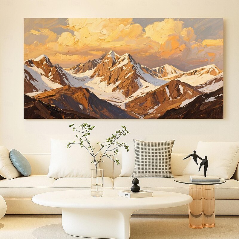 Abstract Golden Mountain Oil Painting On Canvas, Large Wall Art, Original Gold Wall Decor Custom Painting Minimalist Living Room Home Decor3