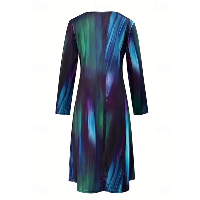 Women's Mini Dress T Shirt Dress Tee Dress A Line Dress Vacation Casual Daily Date Regular Fit Ombre Graphic Abstract Long Sleeve Crew Neck Pink Blue Summer Spring Fall Winter3