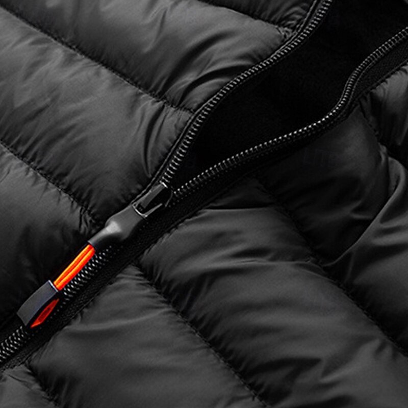 Men's Puffer Vest Vest Gilet Vacation Daily Date Fashion Casual Fall & Winter Pocket Polyester Warm Comfortable Solid Color Zipper Hooded Regular Fit Black Royal Blue Purple Khaki Vest4