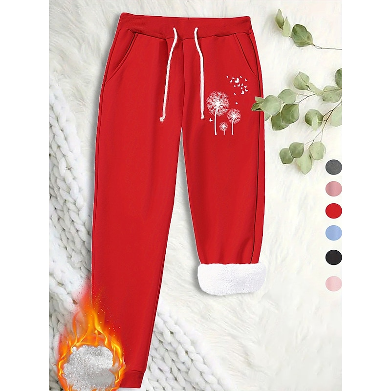 Women's Sweatpants Fleece Pants Down Pants Vintage Casual Full Length High Waist Graphic Geometric Drawstring Micro-elastic Outdoor Sports Daily Wear Light Pink Black Dark Pink Red Summer Spring Fall3