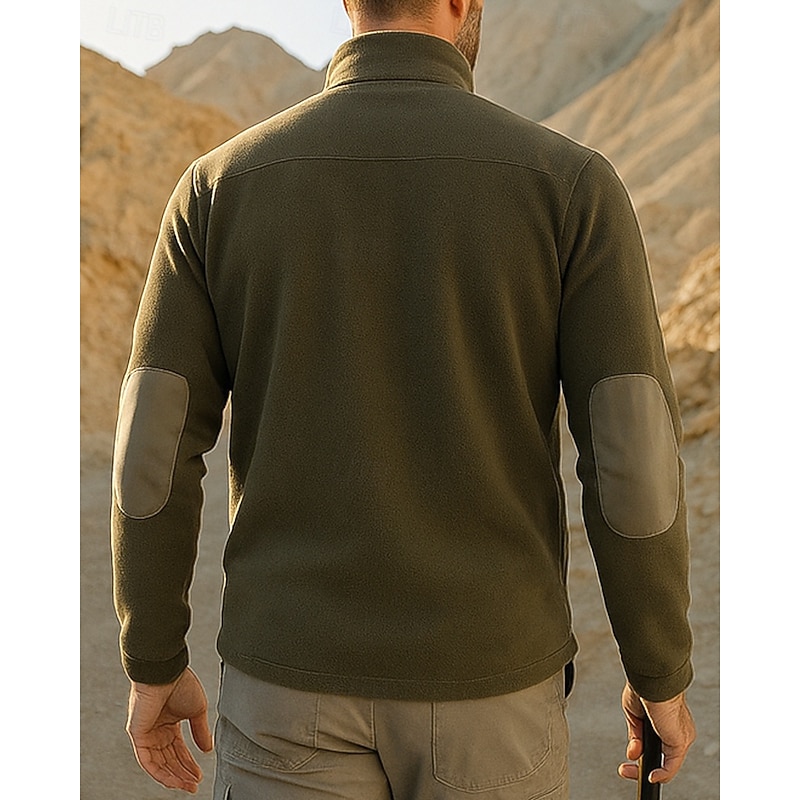 Men's Combat Shirt Fleece Sweatshirt Quarter Zip Sweatshirt Winter Outdoor Thermal Warm Top Hunting Fishing Climbing Black Army Green2