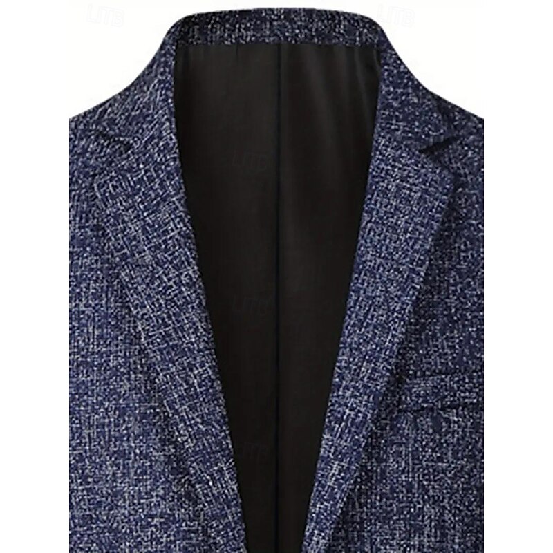 Men's Blazer Jacket Notch Collar Fashion Solid Colored Blazer Dark Blue Slim Fit Single Breasted Two-buttons3