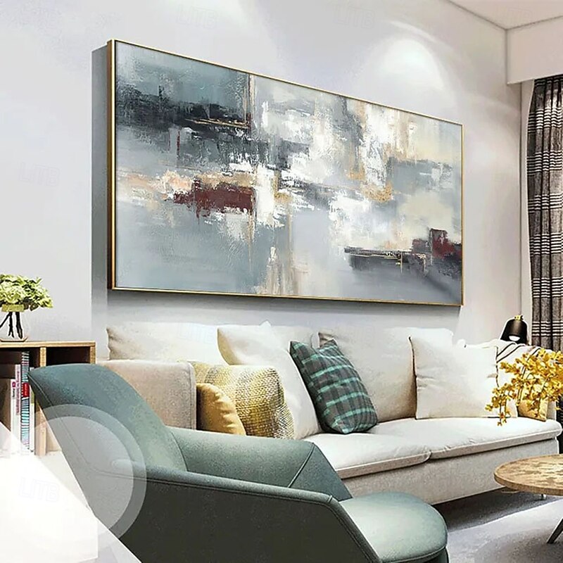 Handmade 3D Oil Painting Abstract Landscape with Vibrant Colors and Rich Hues Using Impasto Technique and Detailed Brushstrokes for Modern Home Decor3