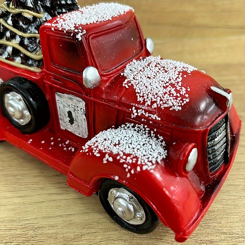 1Pcs Charming Red Christmas Cart Resin Ornament - Perfect for Car And Home Office Decor Ideal Holiday Gift for Friends and Family Christmas Decor Christmas Tree Desktop Decor4