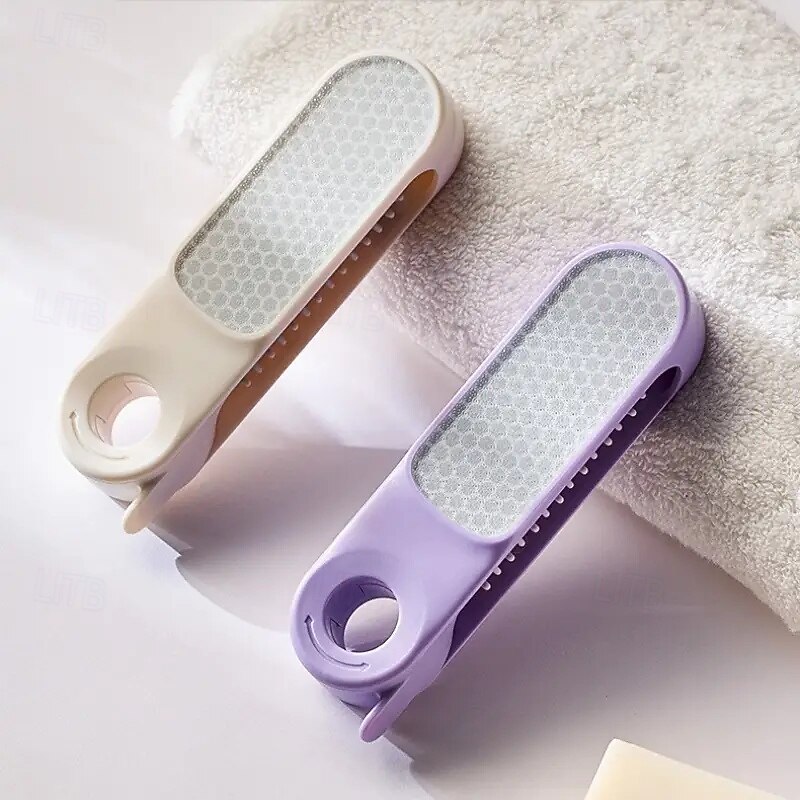 2-in-1 Nano Glass-like Foot & Remover Exfoliating Foot File & Massaging Brush with Ergonomic Grip Durable Plastic Manual Dead Light Beige Shaver for Smooth Feet, Hands, Elbows, Knees3