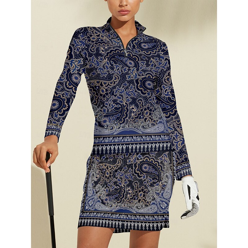 Women's Golf Polo Shirt Dark Navy Long Sleeve Top Ladies Golf Attire Clothes Outfits Wear Apparel4