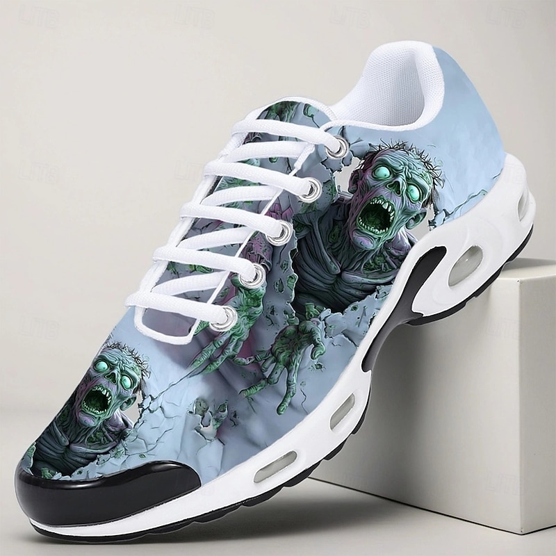 Men's Halloween Zombie Print Sneakers – Spooky Graphic Lace-Up Running Shoes for Costume Party and Festival Wear2