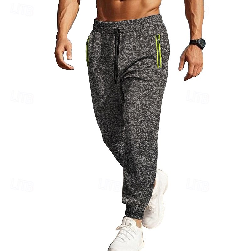 Men's Sweatpants Joggers Trousers Casual Pants Drawstring Elastic Waist Zipper Pocket Solid Colored Moisture Wicking Breathable Full Length Outdoor Daily Running Fashion Classic Style Red Green3