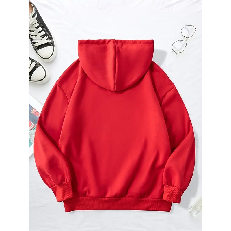 Women's Pullover Hoodie Sweatshirt Graphic Animal Letter Warm Classic Casual Long Sleeve Hooded Regular Tops Street Dailywear Pocket Print Black Pink Red Gray Fall Winter3