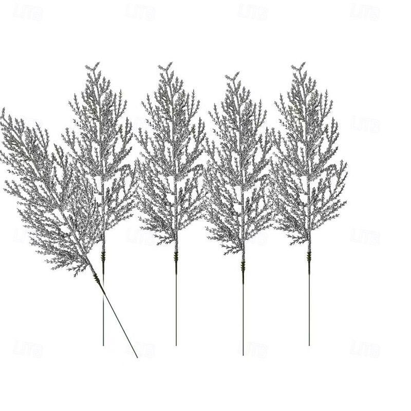 24pcs Artificial Christmas Tree Picks – Sparkling Pine Branch Decorations, Glittery Stems for Christmas Trees, Small Vase Floral Arrangements, Holiday, Wedding, and Party Decor – 14 Inches4