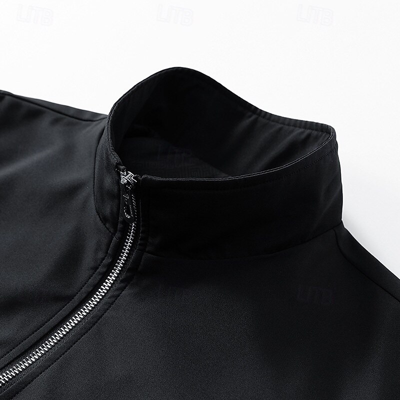 Men's Lightweight Jacket Formal Office Pocket Full Zip Spring Fall Solid Color Fashion Daily Regular Black White Grey Jacket4