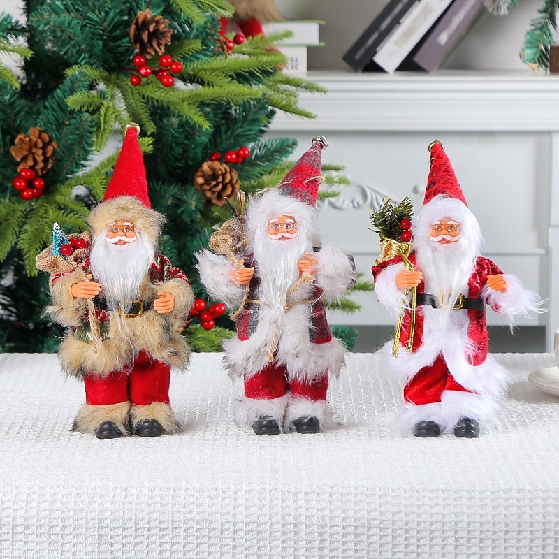 Christmas 9 Inch Standing Santa Figurine Holiday Tree Hugging Doll Festive Christmas Decoration Perfect Window Display Seasonal Home Party Ornament3