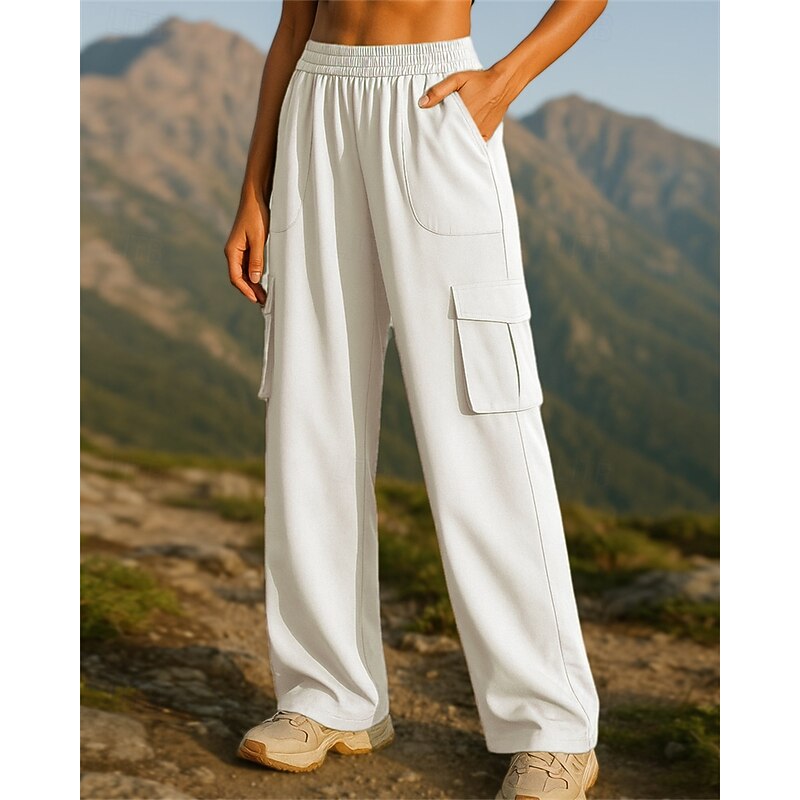 Women's Wide Leg Pants Cargo Pants Hiking Pants Trousers Outdoor Regular Fit Waterproof Windproof Pants / Trousers Elastic Waist Black Pink Spandex Camping / Hiking Hunting Running S M L XL XXL4