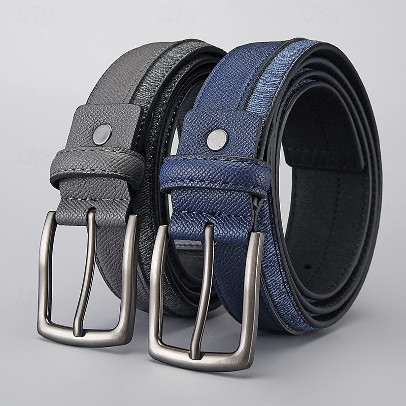 Men's Belt Waist Belt Blue Brown PU Leather Alloy Durable Adjustable Plain Outdoor Daily