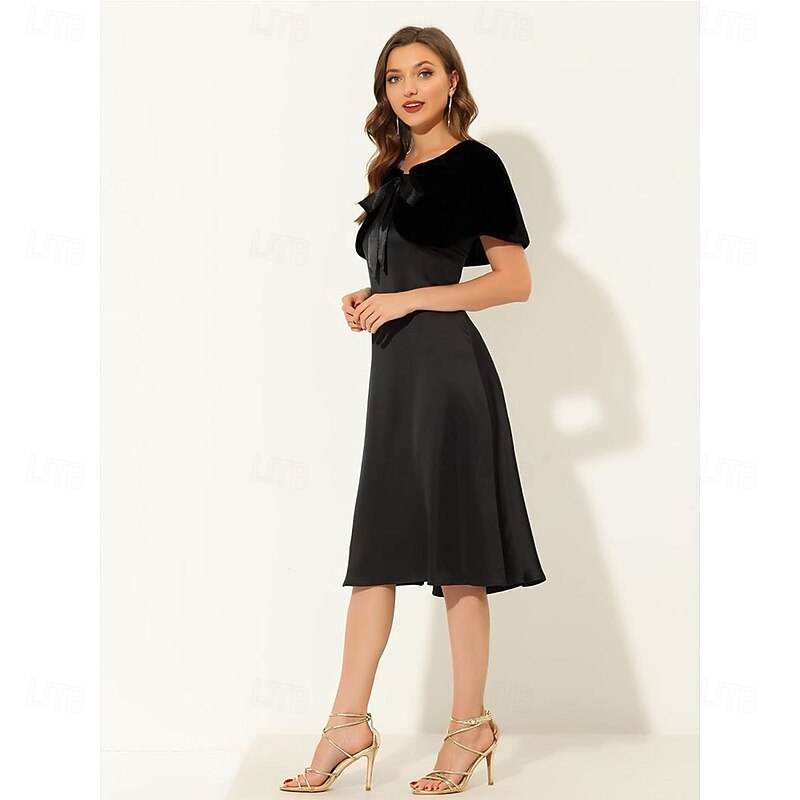 Women's Elegant Faux Fur Shawl Wrap Stole Shrug Bow Tie Bridal Wedding Cover Up3