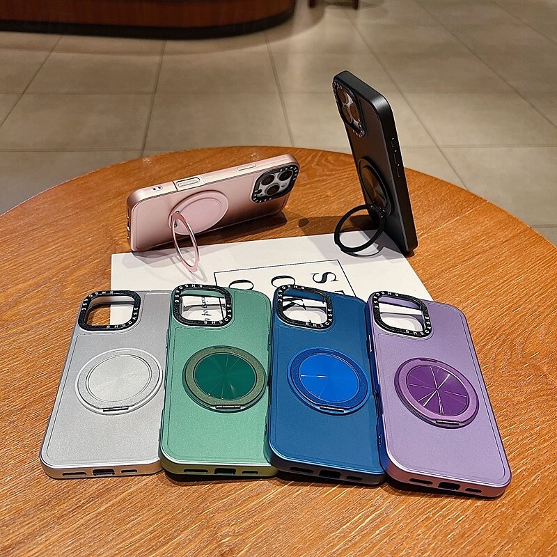 Phone Case For 16 15 14 Pro Max Plus 16e 13 Pro Max Back Cover Kickstand Shockproof Retro TPU PC