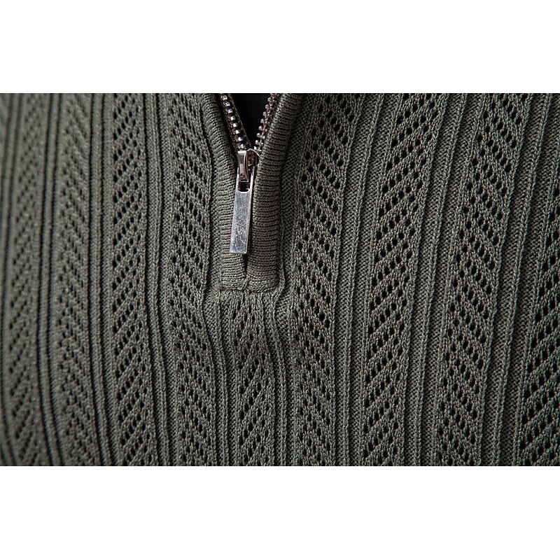 Men's Pullover Sweater Jumper Knit Regular Tops Jacquard Buttons Solid Color Turndown Vintage Casual School Home Clothing Apparel Spring Fall Black Khaki S M L3