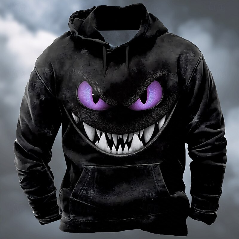 Halloween Men's Dragon 3D Hoodie Sweatshirt Punk Exaggerated Long Sleeve Crew Neck Club Streetwear Blue Purple Drawstring Fall Winter Designer2