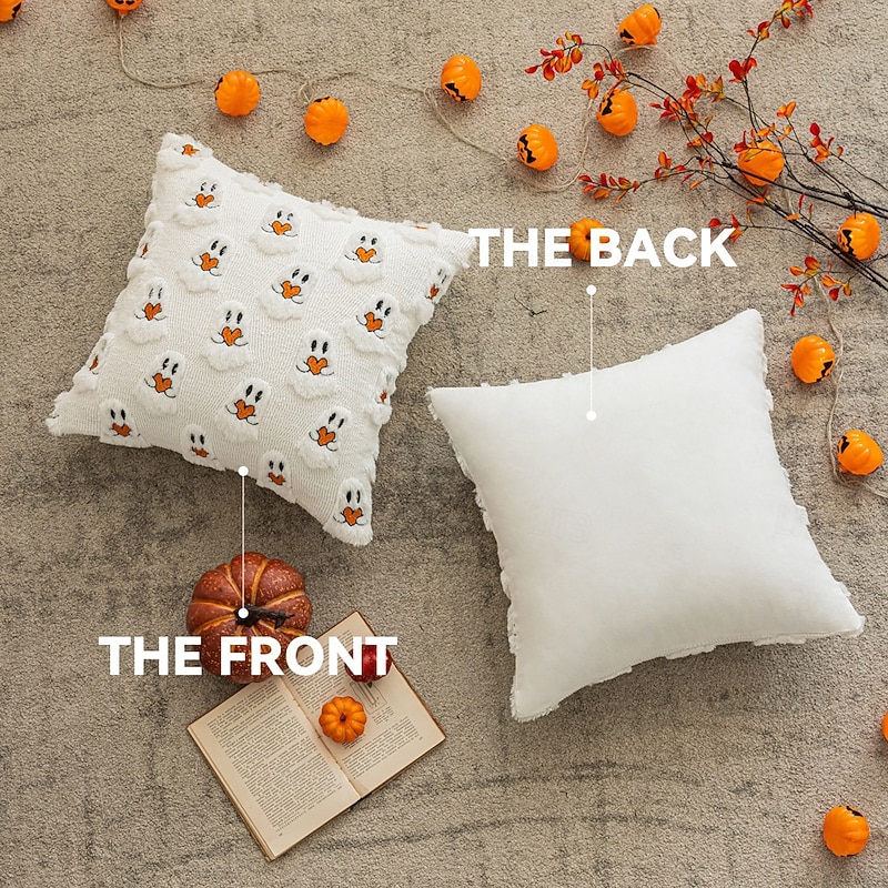 Halloween Plush Throw Pillow, Cute Ghost Cushion for Couch, Sofa, Living Room, Holiday Home Decor4