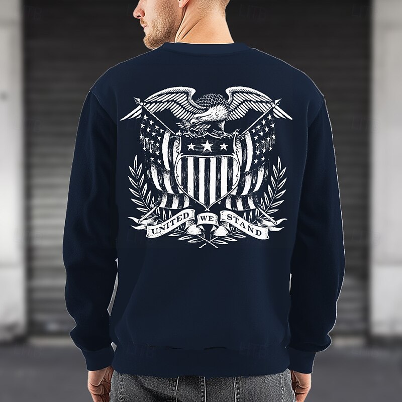 Men's Eagle Backprint Sweatshirt Fashion Daily Crew Neck Home Sports Outdoor Streetwear Black Blue Crewneck 3D All Seasons Designer