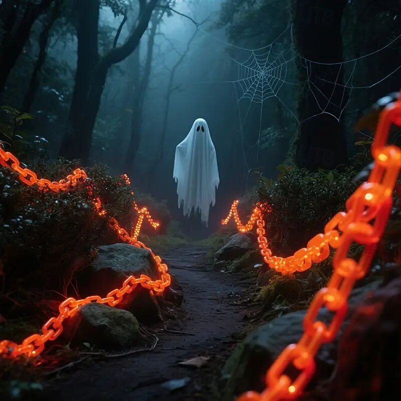 Halloween Plastic Chain String Lights 2m 100LED Solar Powered Halloween Party Room Corridor Porch Scene Horror Atmosphere Outdoor Indoor Waterproof Decoration3