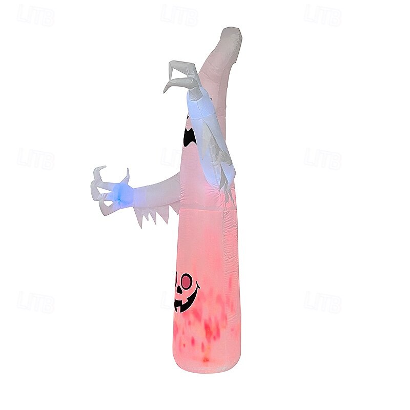 1 Pc 2.4M/8FT Halloween flame luminous white ghost strip lamp inflatable air model indoor and outdoor courtyard garden lawn party atmosphere decoration lamp US/EU/UK/AU Plug4