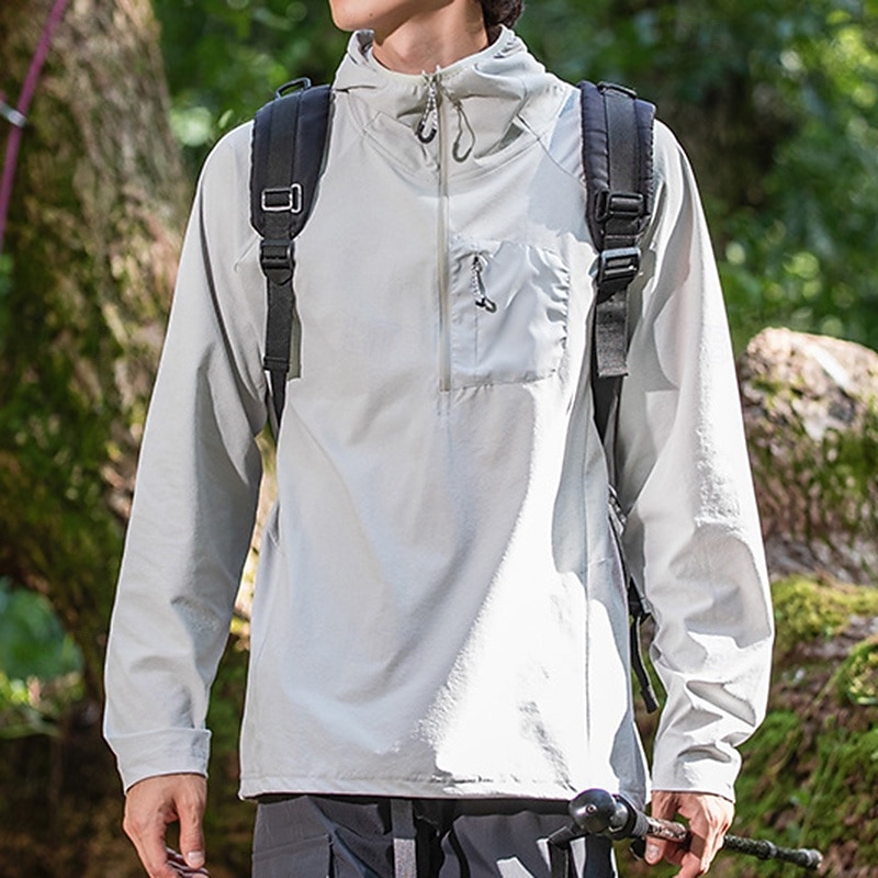 Men's Hiking Shirt UV Protection Shirt Long Sleeve Top Outdoor UV Sun Protection Quick Dry Breathable Polyester Dark Grey Light Grey Green Tennis Camping / Hiking / Caving Running4