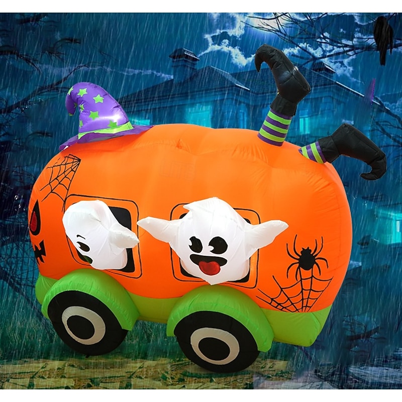 Halloween Pumpkin Car Inflatable Garden Decoration Atmosphere Arrangement 1.5m Inflatable LED Cross-border Pumpkin Devil Ornament2