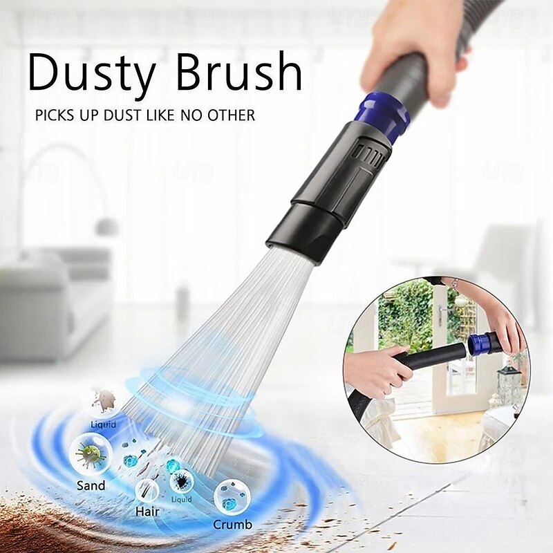 Hirundo Dust Cleaning Tube Upgraded Version Vacuum Cleaner Attachment with Flat Suction and Round Brush Head Universal Fit for Cleaning Dust Cracks and Hard to Reach Areas