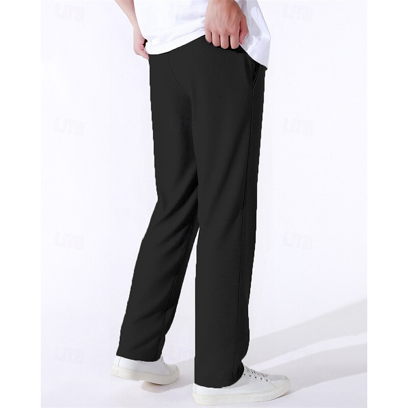 Men's Sweatpants Trousers Straight Leg Sweatpants Drawstring Pocket Elastic Waist Plain Comfort Sports Outdoor Daily Fashion Casual Black Wine Micro-elastic3