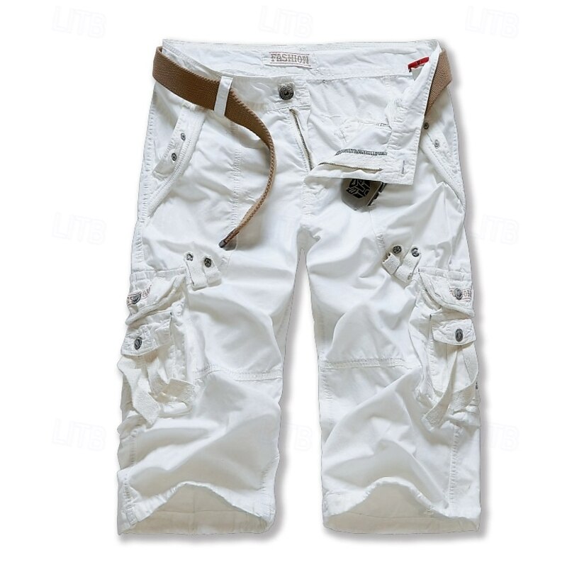 Men's Cargo Shorts Hiking Shorts Tactical Shorts Military Summer Outdoor Ripstop Quick Dry Multi Pockets Lightweight Shorts Capri Pants Bottoms Below Knee Black White Cotton Fishing Climbing Beach 292