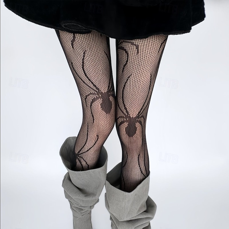 Halloween Printed Spider Web Tights, Stage and Party Over-the-Knee Socks, Long Gothic Stockings for Costume and Festival Accessories2