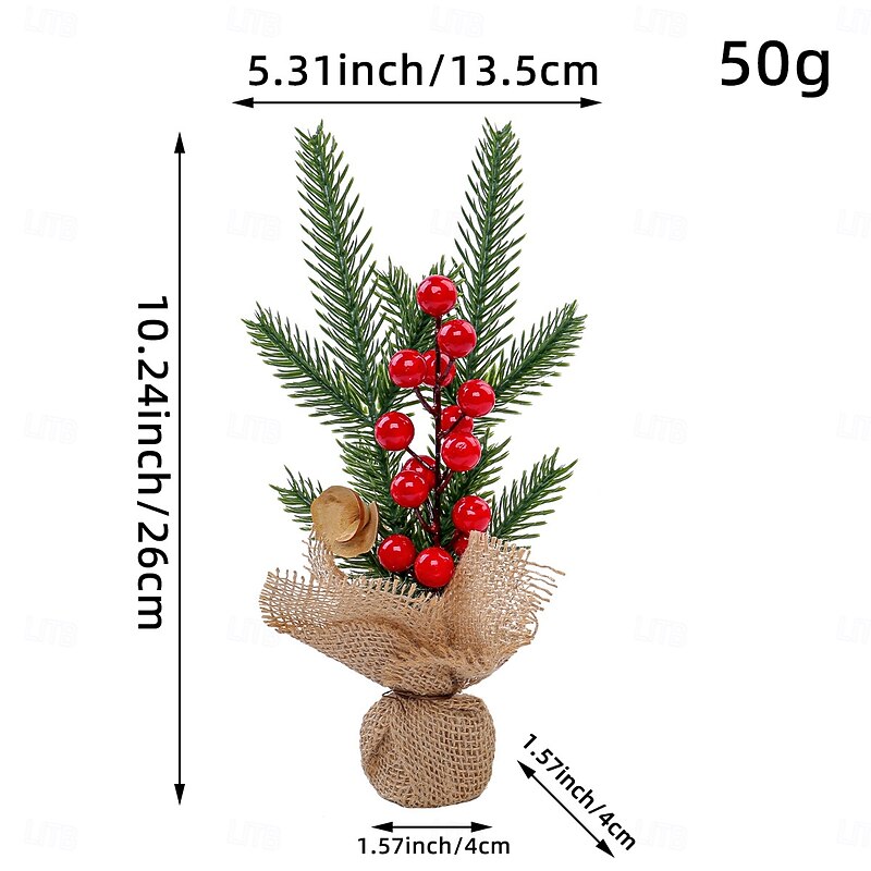 Christmas Mini Tree Tabletop Desktop Artificial Christmas Tree Xmas Decor 25CM Potted Mini Holiday Tree for Tabletop Window Display Festive Home Party Scene Decoration Accessory3