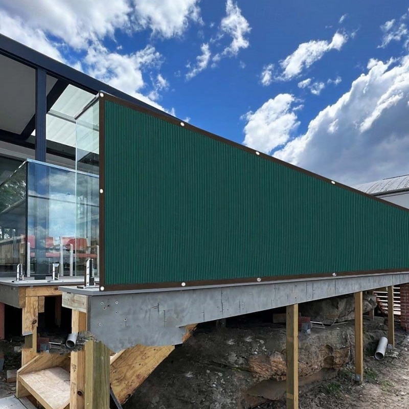 1pc Heavy-Duty Dark Green Privacy Screen Fence UV Protective Mesh for Garden, Patio, Backyard - Includes Zip Ties, Ideal for Wall Decor & Outdoor Spaces3