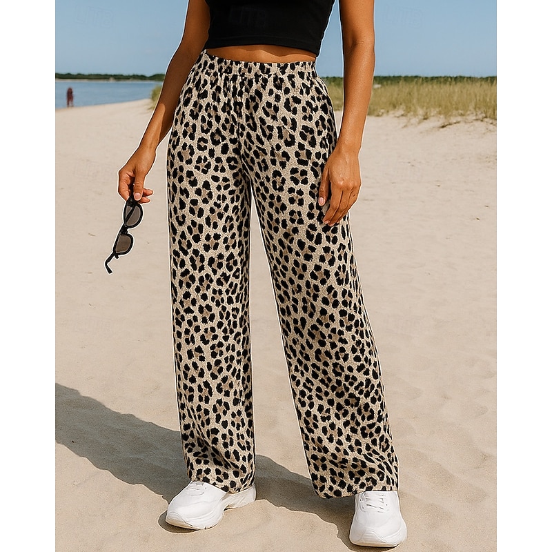 Women's Wide Leg Pants Casual Pants Elastic Waistband High Waist Pants / Trousers Sports & Outdoor Casual Fall Quick Dry Fashion Breathable Outdoor Travel Sports Regular Fit Sportswear Activewear