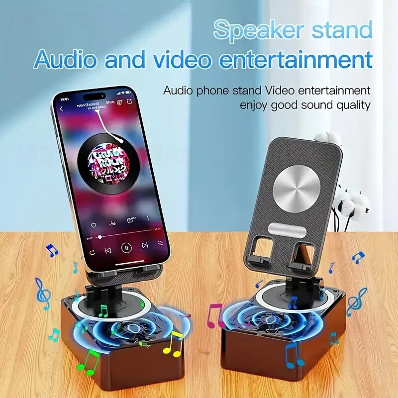 Portable Wireless Speaker With Mobile Phone Holder - 1200mah Battery 6 Hours Of Playback Time Loud Bass Includes Usb Charging Cable - Ideal For Home Car Outdoor Camping - Gift3