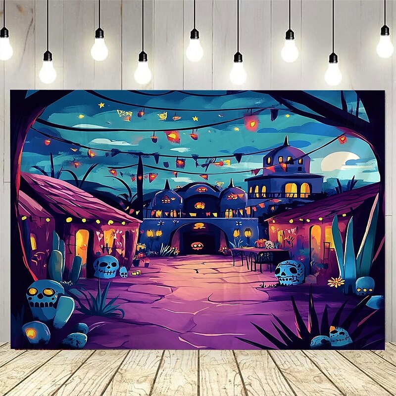 Haunted House Halloween backdrop Tapestry with Pumpkins and Bats, Spooky Full Moon Gothic Wall Hanging for Living Room Bedroom Party Decoration, Creepy Castle Wall Art, Scary Aesthetic 2025 Halloween Home Decoration4
