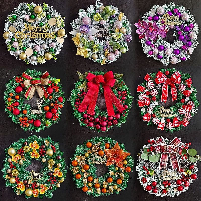 Christmas Wreath Door Hanging Decoration Festive Holiday Red Berries and Colorful Balls Wreath Perfect for Hotel Mall Window Display Seasonal Christmas Garland Ornament