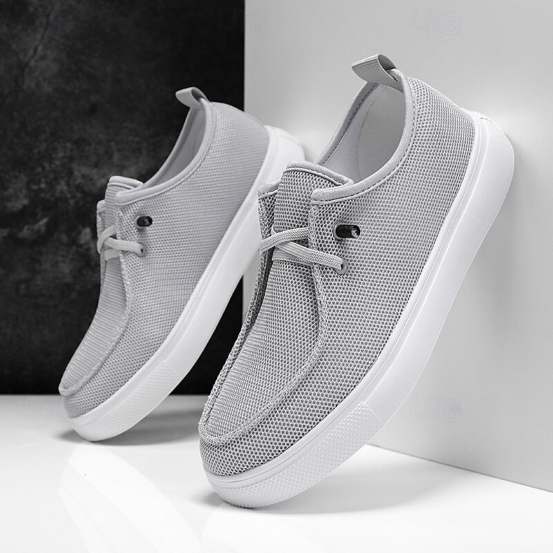 Men's Casual Shoes Walking Casual Cloth Comfortable Slip Resistant Breathable Lace-up Black White Gray Spring Fall Winter2