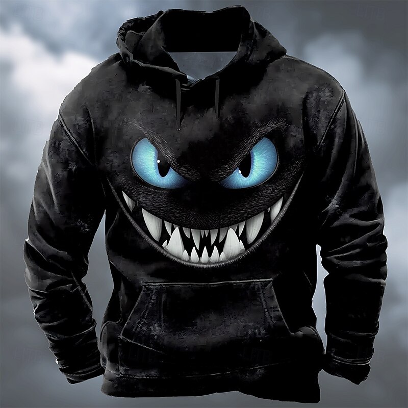 Halloween Men's Dragon 3D Hoodie Sweatshirt Punk Exaggerated Long Sleeve Crew Neck Club Streetwear Blue Purple Drawstring Fall Winter Designer3