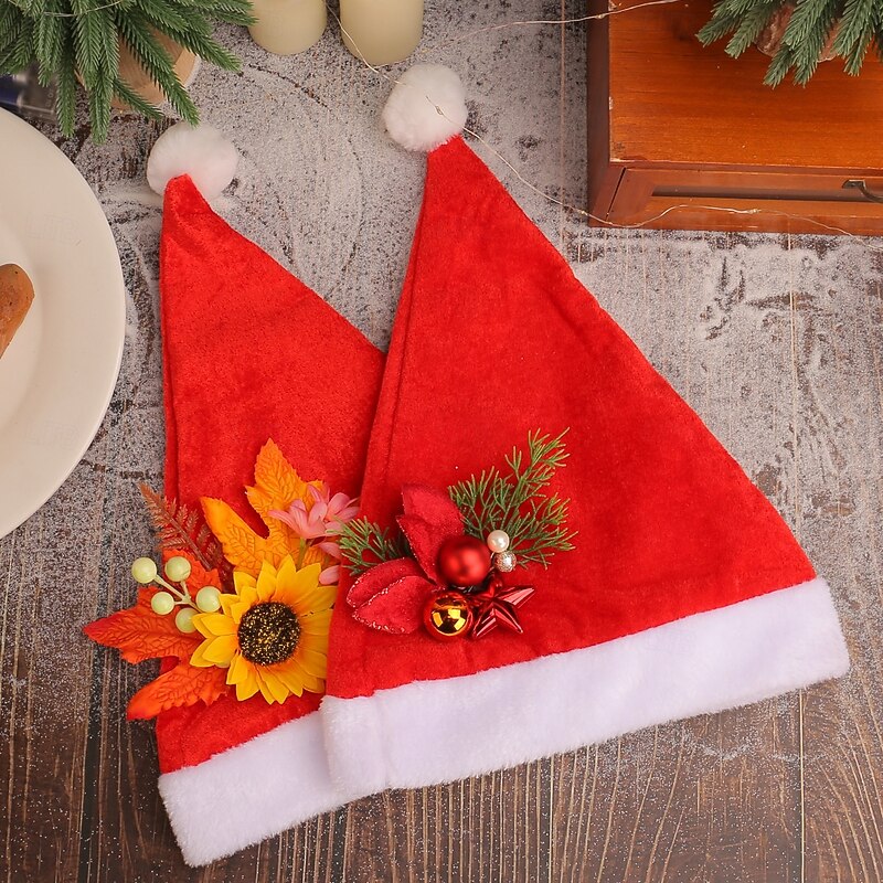 Christmas Santa Hat for Adults Red Plush Holiday Party Hat, Xmas Festival Decoration, Holiday Costume Accessory4