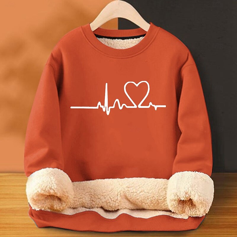 Men's Fleece Sweatshirt Black Yellow Red Orange Light Grey Crew Neck Heart Plain Graphic Prints Print Casual Daily Going out Polyester Streetwear Casual Fall Winter Clothing Apparel Hoodies