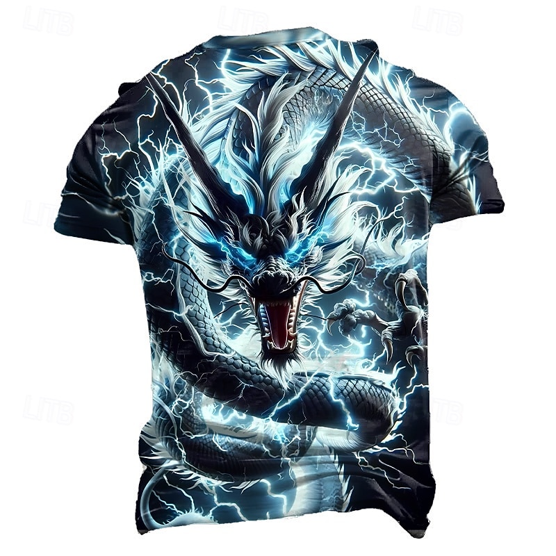 Men's Dragon 3D T Shirt Short Sleeve T shirt 3D Print Crew Neck Shirt Exaggerated Designer Party Street Casual Blue Purple Green Summer Spring Clothing Apparel S M L XL XXL XXXL2