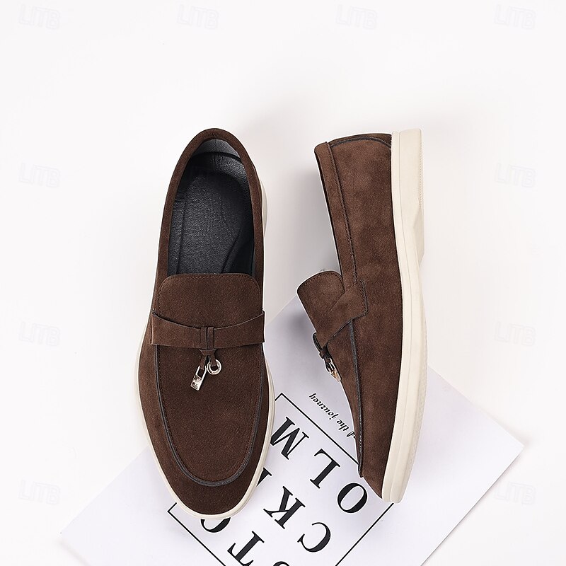 Men's Brown Suede Loafers with Metal Bit Detail – Comfortable Business Casual Shoes for Work, Dinners and Fall Dressing2