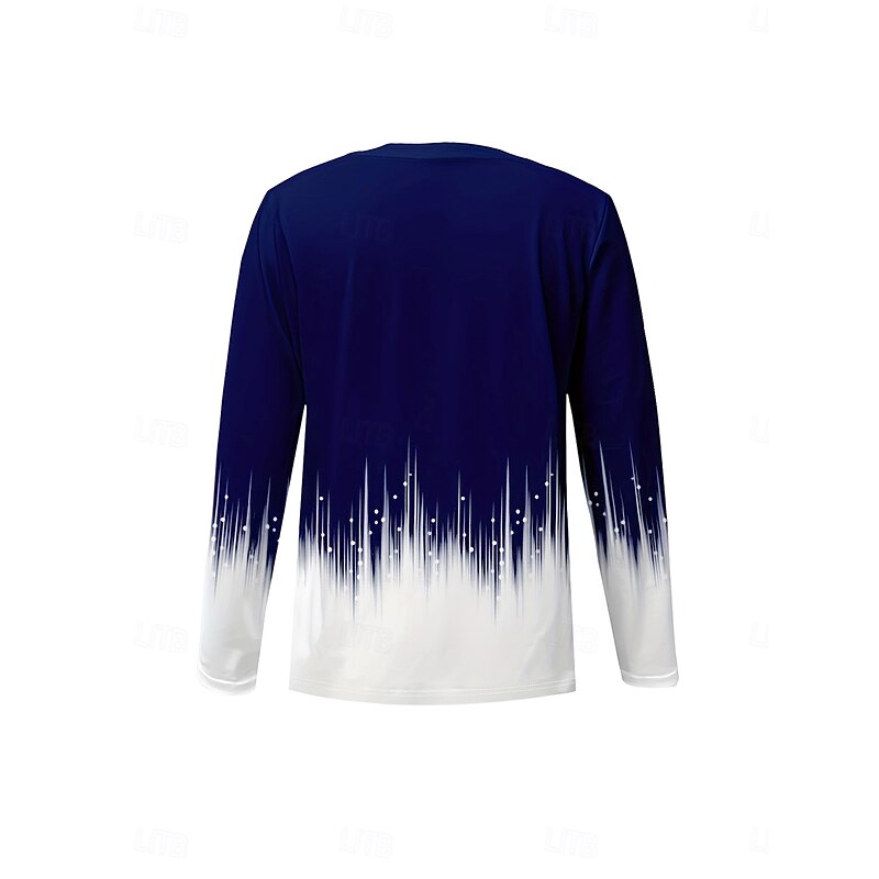 Women's T Shirt Ombre Graphic Abstract Vintage Stylish Classic Long Sleeve V Neck Regular Tops Daily Print Navy Blue Spring Fall Winter2