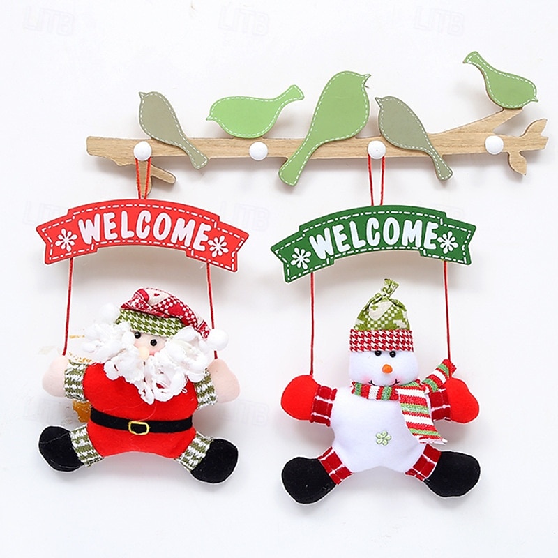 Christmas Wooden Door Hanging Decorations, 3D Santa Claus and Snowman Ornaments, Holiday Door Sign, Cute Xmas Tree Decor for Home, Wall, Door, Festive Party Decoration