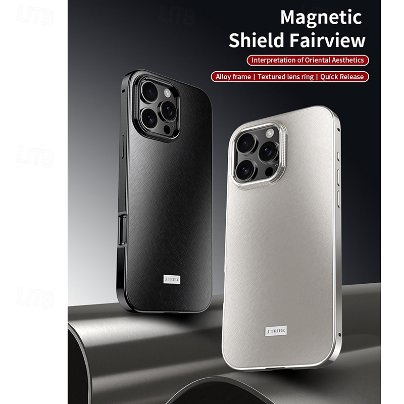 Phone Case For iPhone 17 Pro Max 17 Air 16 Pro Max Plus 15 Pro Max 14 Pro Max Back Cover Shockproof Retro Metal