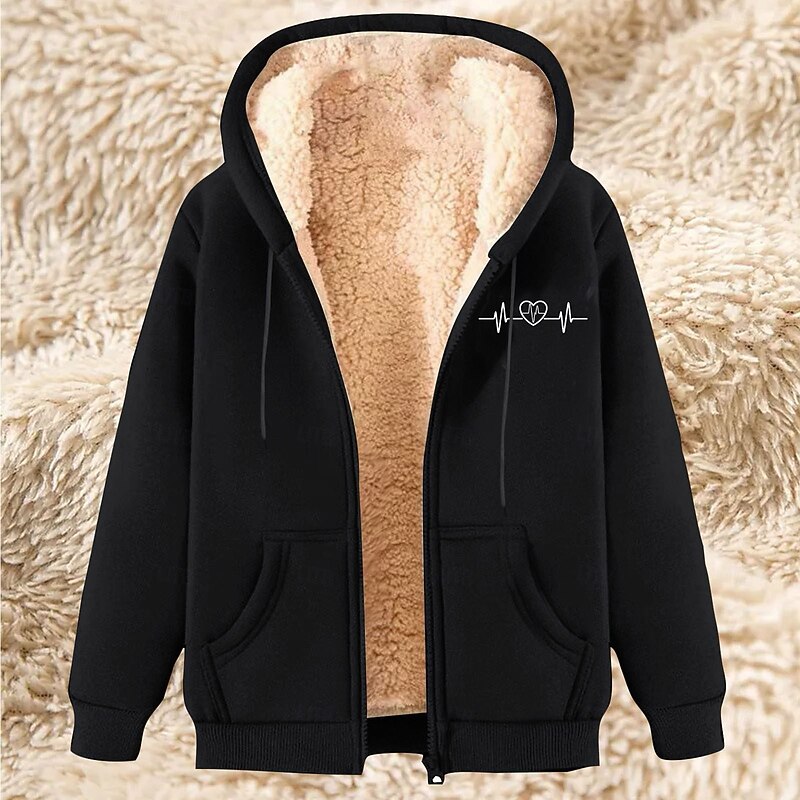Men's Full Zip Hoodie Zip Up Hoodie Fleece Jacket Fleece Hoodie Apricot Black Wine Red Blue Hooded Heart Plain Graphic Prints Zipper Pocket Casual Daily Going out Polyester Streetwear Casual Fall